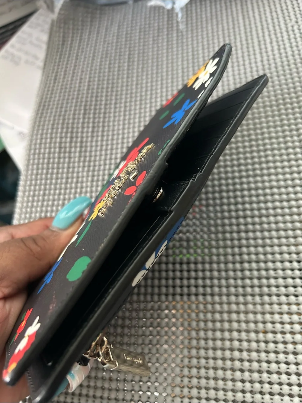 kate spade Black Floral Continental Wallet with Multicolor Blooms